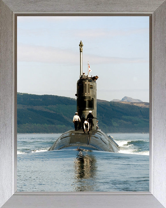 HMS Trafalgar (S107) Photo Print - Bow View - Royal Navy Trafalgar Class Submarine Posters, Prints, & Visual Artwork Hampshire Prints 10 x 8 Silver Frame No