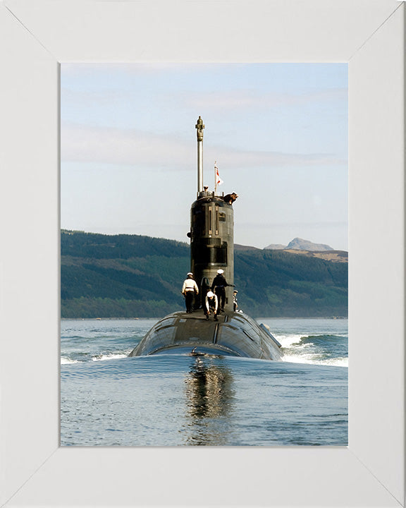 HMS Trafalgar (S107) Photo Print - Bow View - Royal Navy Trafalgar Class Submarine Posters, Prints, & Visual Artwork Hampshire Prints 10 x 8 White Frame No