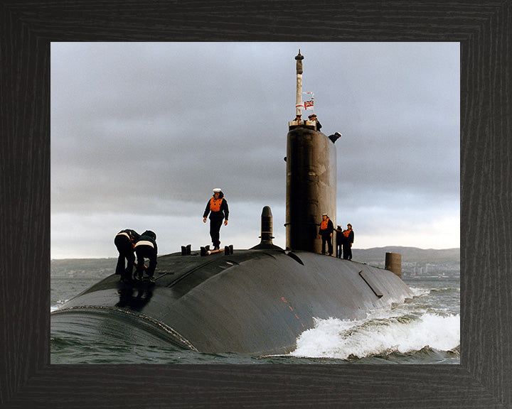 HMS Trafalgar (S107) Photo Print - Port Bow View - Royal Navy Trafalgar Class Submarine Posters, Prints, & Visual Artwork Hampshire Prints 10 x 8 Black Frame No
