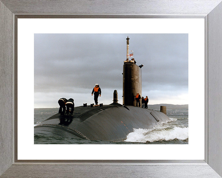 HMS Trafalgar (S107) Photo Print - Port Bow View - Royal Navy Trafalgar Class Submarine Posters, Prints, & Visual Artwork Hampshire Prints 10 x 8 Silver Frame Yes
