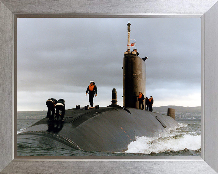 HMS Trafalgar (S107) Photo Print - Port Bow View - Royal Navy Trafalgar Class Submarine Posters, Prints, & Visual Artwork Hampshire Prints 10 x 8 Silver Frame No