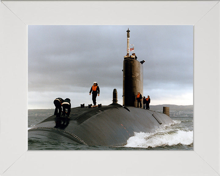 HMS Trafalgar (S107) Photo Print - Port Bow View - Royal Navy Trafalgar Class Submarine Posters, Prints, & Visual Artwork Hampshire Prints 10 x 8 White Frame No