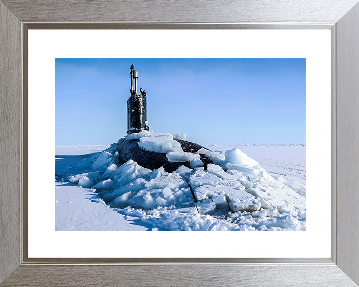 HMS Trenchant (S91) Photo Print - Breaking Ice - Royal Navy Trafalgar Class Submarine Posters, Prints, & Visual Artwork Hampshire Prints 10 x 8 Silver Frame Yes