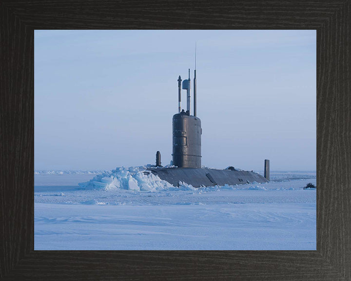 HMS Trenchant (S91) Trafalgar Class Submarine Photo Print Ice Breaking Royal Navy Wall Art Naval Decor Posters, Prints, & Visual Artwork Hampshire Prints 10 x 8 Black Frame No