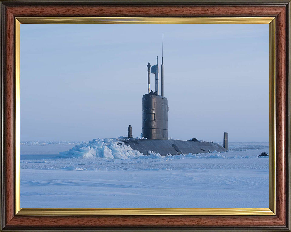 HMS Trenchant (S91) Trafalgar Class Submarine Photo Print Ice Breaking Royal Navy Wall Art Naval Decor Posters, Prints, & Visual Artwork Hampshire Prints 10 x 8 Classic Frame No