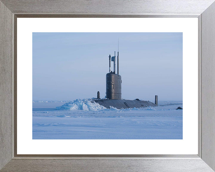HMS Trenchant (S91) Trafalgar Class Submarine Photo Print Ice Breaking Royal Navy Wall Art Naval Decor Posters, Prints, & Visual Artwork Hampshire Prints 10 x 8 Silver Frame Yes
