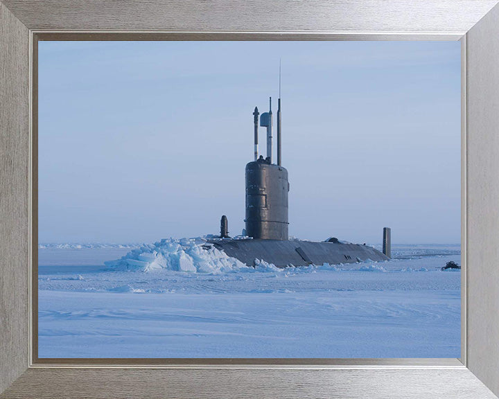 HMS Trenchant (S91) Trafalgar Class Submarine Photo Print Ice Breaking Royal Navy Wall Art Naval Decor Posters, Prints, & Visual Artwork Hampshire Prints 10 x 8 Silver Frame No