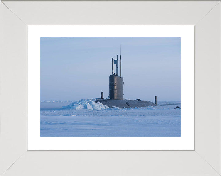 HMS Trenchant (S91) Trafalgar Class Submarine Photo Print Ice Breaking Royal Navy Wall Art Naval Decor Posters, Prints, & Visual Artwork Hampshire Prints 10 x 8 White Frame Yes