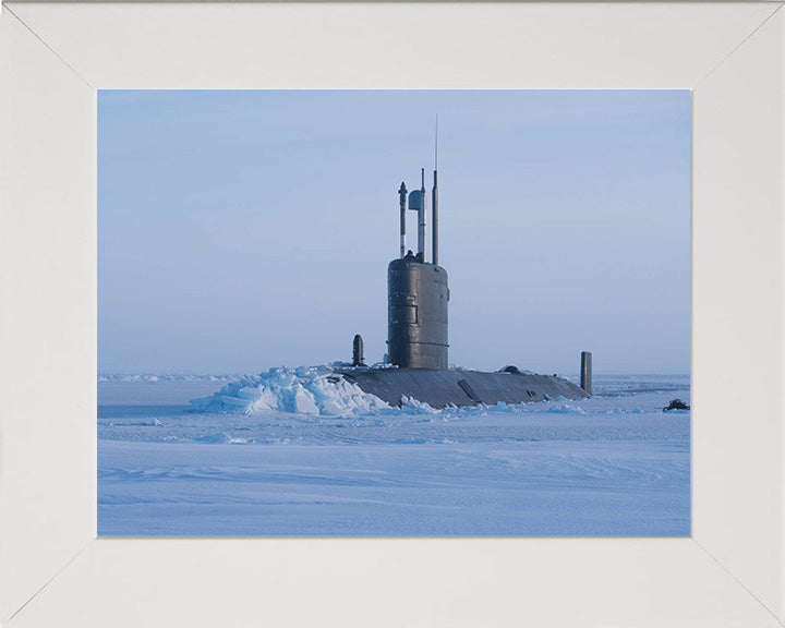 HMS Trenchant (S91) Trafalgar Class Submarine Photo Print Ice Breaking Royal Navy Wall Art Naval Decor Posters, Prints, & Visual Artwork Hampshire Prints 10 x 8 White Frame No
