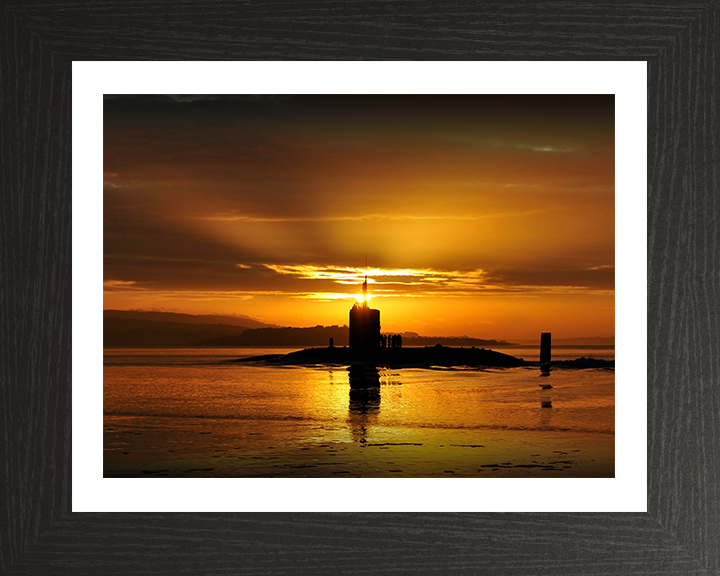 HMS Triumph (S93) Photo Print - Silhouette at Sunset - Royal Navy Trafalgar Class Submarine Posters, Prints, & Visual Artwork Hampshire Prints 10 x 8 Black Frame Yes