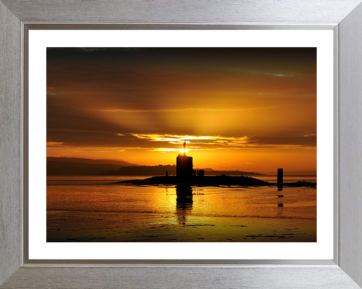 HMS Triumph (S93) Photo Print - Silhouette at Sunset - Royal Navy Trafalgar Class Submarine Posters, Prints, & Visual Artwork Hampshire Prints 10 x 8 Silver Frame Yes