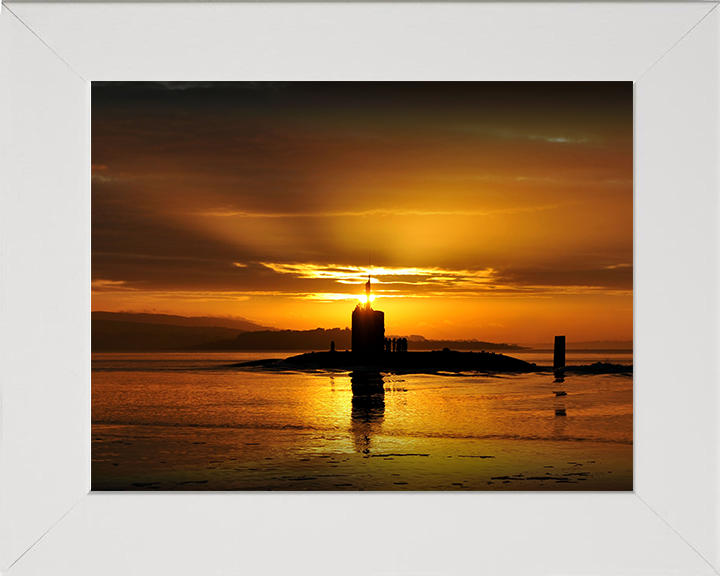 HMS Triumph (S93) Photo Print - Silhouette at Sunset - Royal Navy Trafalgar Class Submarine Posters, Prints, & Visual Artwork Hampshire Prints 10 x 8 White Frame No