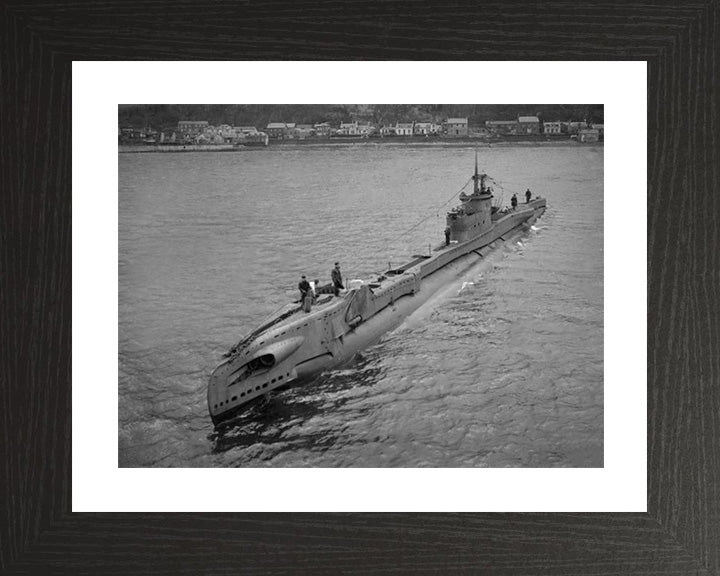HMS Tudor (P326) Photo Print - High Port Bow View - Royal Navy T Class Submarine Posters, Prints, & Visual Artwork Hampshire Prints 10 x 8 Black Frame Yes