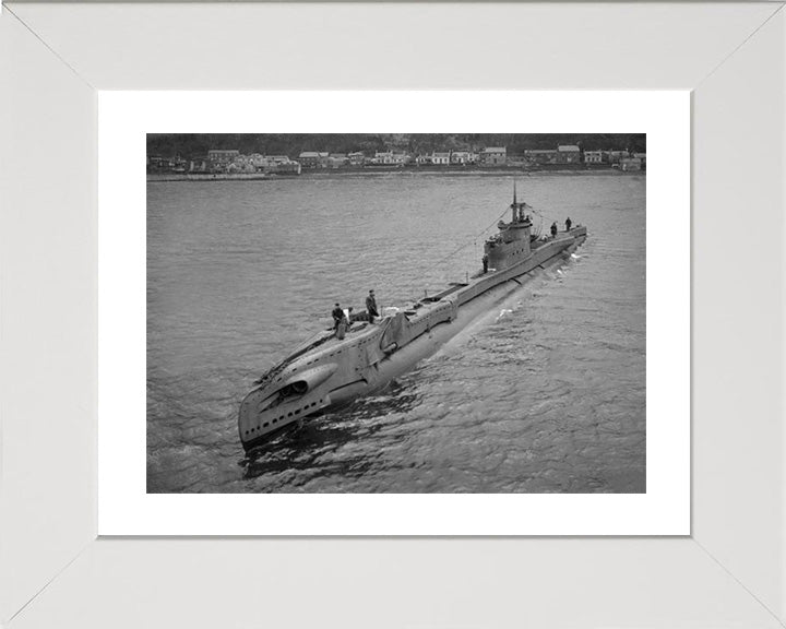 HMS Tudor (P326) Photo Print - High Port Bow View - Royal Navy T Class Submarine Posters, Prints, & Visual Artwork Hampshire Prints 10 x 8 White Frame Yes
