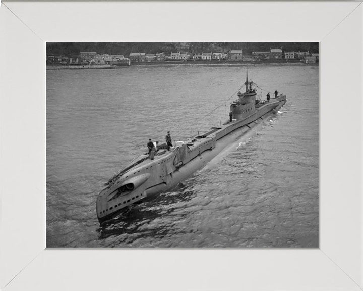 HMS Tudor (P326) Photo Print - High Port Bow View - Royal Navy T Class Submarine Posters, Prints, & Visual Artwork Hampshire Prints 10 x 8 White Frame No