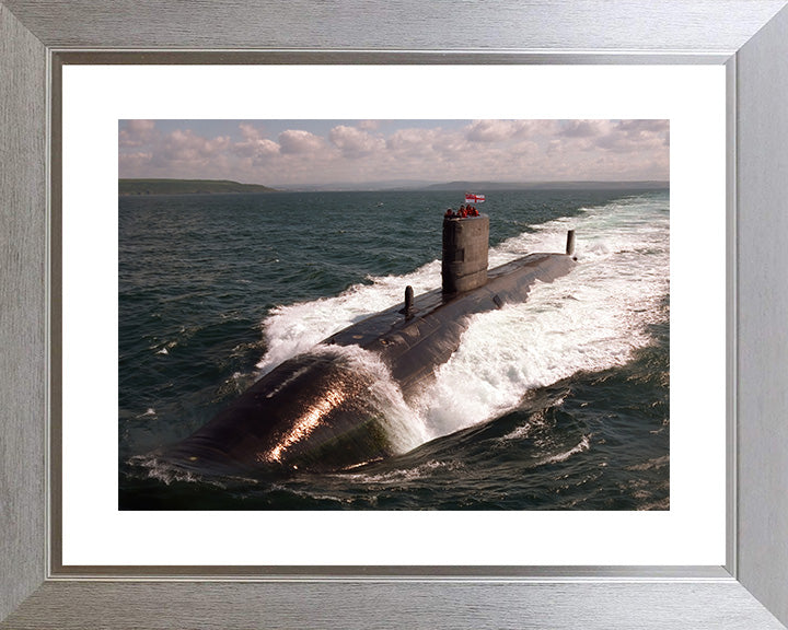 HMS Turbulent (S87) Trafalgar Class Submarine Photo Print High Bow View Royal Navy Wall Art Decor Posters, Prints, & Visual Artwork Hampshire Prints 10 x 8 Silver Frame Yes