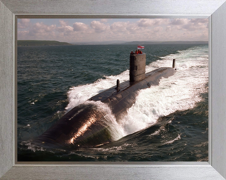 HMS Turbulent (S87) Trafalgar Class Submarine Photo Print High Bow View Royal Navy Wall Art Decor Posters, Prints, & Visual Artwork Hampshire Prints 10 x 8 Silver Frame No