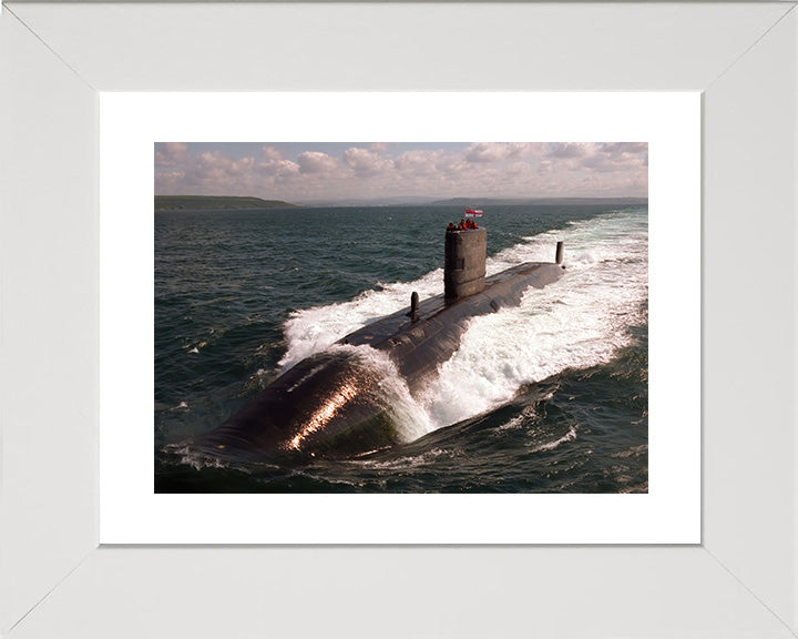 HMS Turbulent (S87) Trafalgar Class Submarine Photo Print High Bow View Royal Navy Wall Art Decor Posters, Prints, & Visual Artwork Hampshire Prints 10 x 8 White Frame Yes