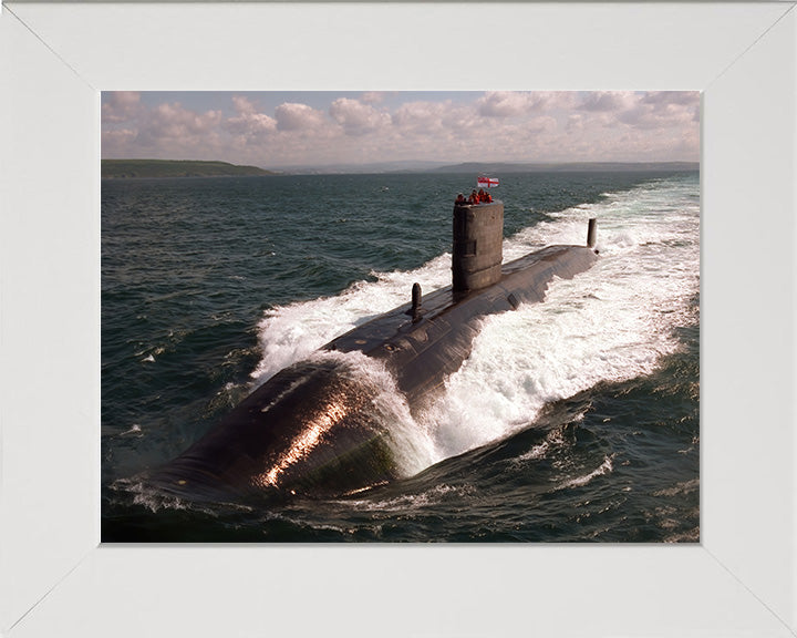HMS Turbulent (S87) Trafalgar Class Submarine Photo Print High Bow View Royal Navy Wall Art Decor Posters, Prints, & Visual Artwork Hampshire Prints 10 x 8 White Frame No