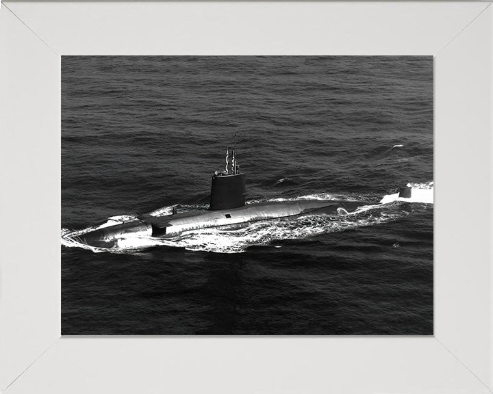 HMS Valiant (S102) Photo Print - Underway - Royal Navy Valiant Class Submarine Posters, Prints, & Visual Artwork Hampshire Prints 10 x 8 White Frame No