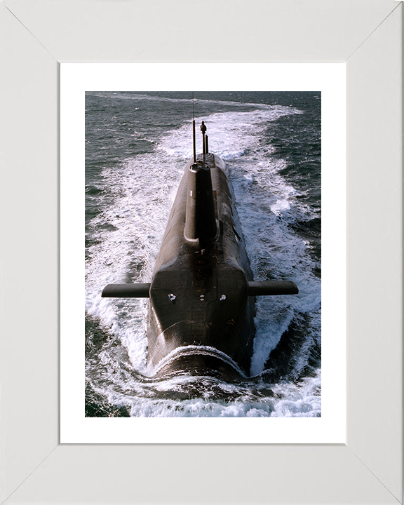 HMS Vanguard (S28) Photo Print - At Sea 1992 - Royal Navy Vanguard Class Submarine Posters, Prints, & Visual Artwork Hampshire Prints 10 x 8 White Frame Yes