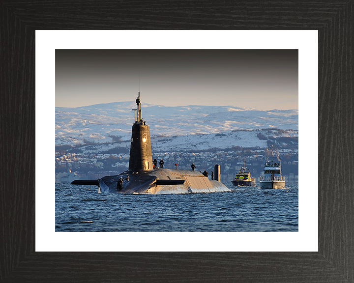 HMS Vanguard (S28) Photo Print - Faslane 2012 - Royal Navy Vanguard Class Submarine Posters, Prints, & Visual Artwork Hampshire Prints 10 x 8 Black Frame Yes