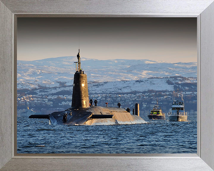 HMS Vanguard (S28) Photo Print - Faslane 2012 - Royal Navy Vanguard Class Submarine Posters, Prints, & Visual Artwork Hampshire Prints 10 x 8 Silver Frame No