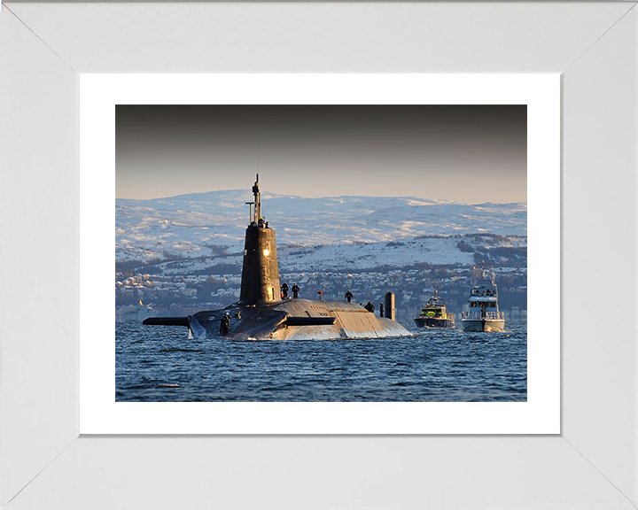 HMS Vanguard (S28) Photo Print - Faslane 2012 - Royal Navy Vanguard Class Submarine Posters, Prints, & Visual Artwork Hampshire Prints 10 x 8 White Frame Yes