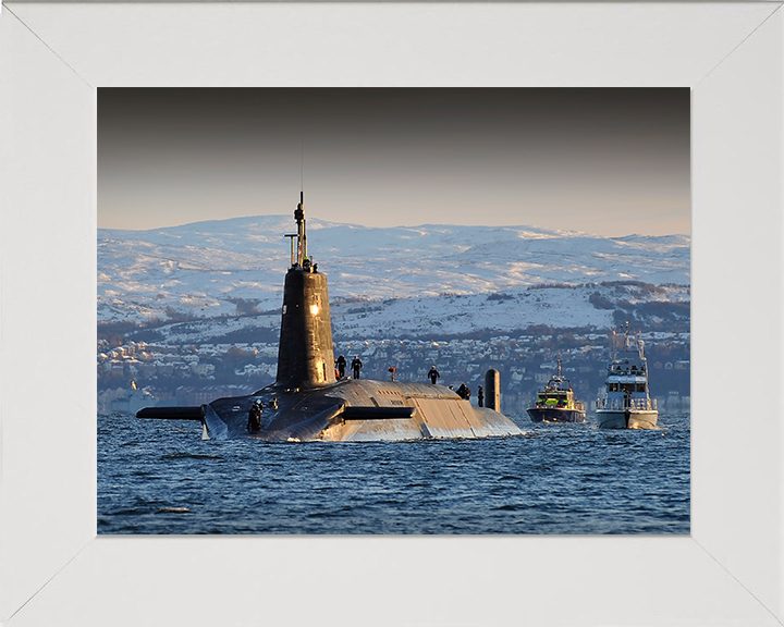 HMS Vanguard (S28) Photo Print - Faslane 2012 - Royal Navy Vanguard Class Submarine Posters, Prints, & Visual Artwork Hampshire Prints 10 x 8 White Frame No