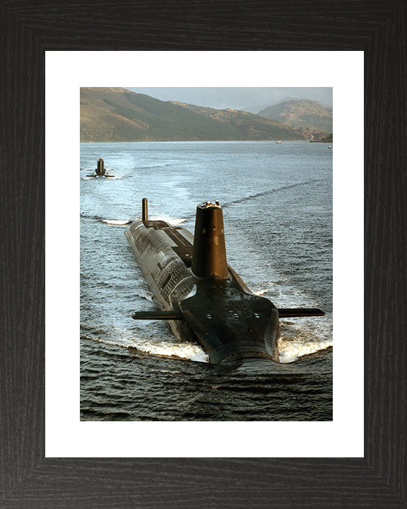 HMS Vanguard (S28) Photo Print - High Bow View - Royal Navy Vanguard Class Submarine Posters, Prints, & Visual Artwork Hampshire Prints 10 x 8 Black Frame Yes