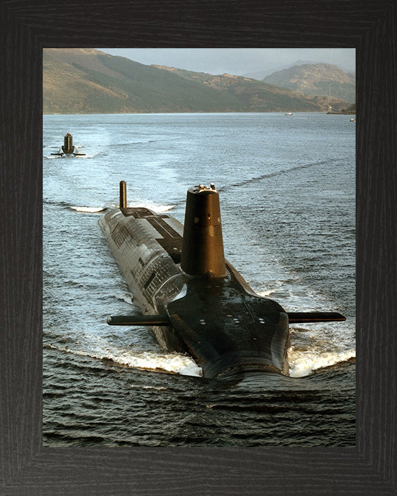 HMS Vanguard (S28) Photo Print - High Bow View - Royal Navy Vanguard Class Submarine Posters, Prints, & Visual Artwork Hampshire Prints 10 x 8 Black Frame No