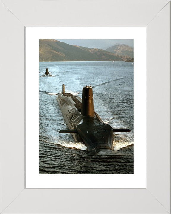 HMS Vanguard (S28) Photo Print - High Bow View - Royal Navy Vanguard Class Submarine Posters, Prints, & Visual Artwork Hampshire Prints 10 x 8 White Frame Yes