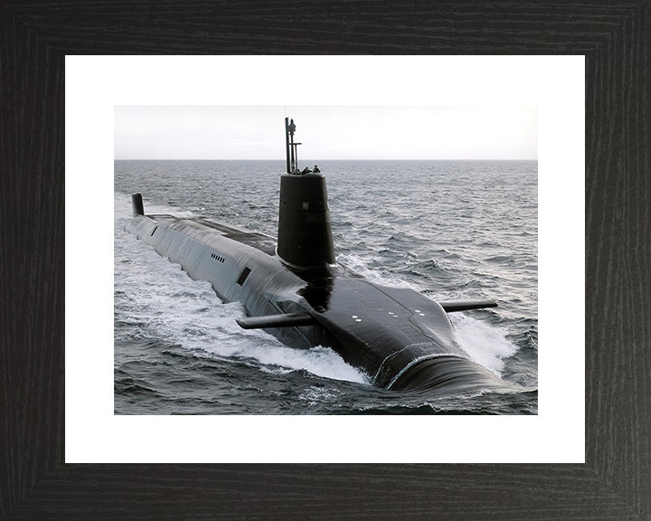 HMS Vanguard (S28) Photo Print - High Starboard Bow View - Royal Navy Vanguard Class Submarine Posters, Prints, & Visual Artwork Hampshire Prints 10 x 8 Black Frame Yes