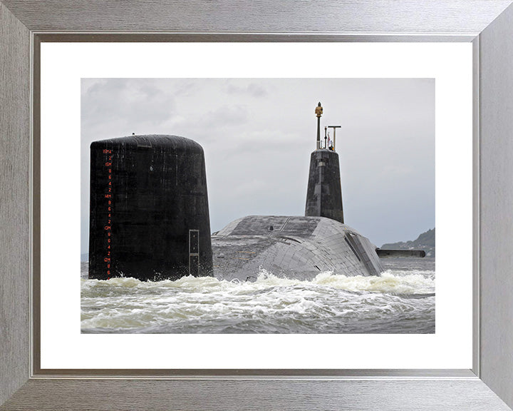 HMS Vanguard (S28) Photo Print - Low Starboard Quarter View - Royal Navy Vanguard Class Submarine Posters, Prints, & Visual Artwork Hampshire Prints 10 x 8 Silver Frame Yes