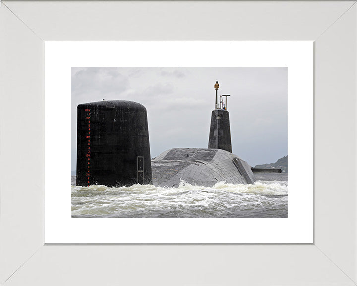 HMS Vanguard (S28) Photo Print - Low Starboard Quarter View - Royal Navy Vanguard Class Submarine Posters, Prints, & Visual Artwork Hampshire Prints 10 x 8 White Frame Yes