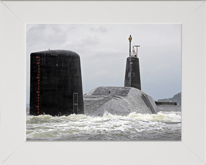 HMS Vanguard (S28) Photo Print - Low Starboard Quarter View - Royal Navy Vanguard Class Submarine Posters, Prints, & Visual Artwork Hampshire Prints 10 x 8 White Frame No