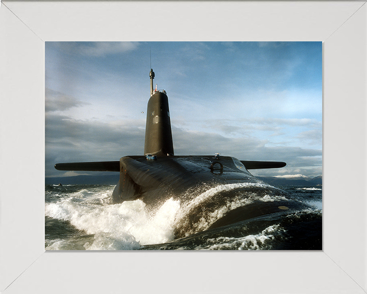 HMS Vanguard (S28) Photo Print - On The Clyde 1992 - Royal Navy Vanguard Class Submarine Posters, Prints, & Visual Artwork Hampshire Prints 10 x 8 White Frame No