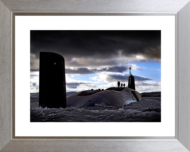HMS Vanguard (S28) Photo Print - Starboard Quarter View - Royal Navy Vanguard Class Submarine Posters, Prints, & Visual Artwork Hampshire Prints 10 x 8 Silver Frame Yes