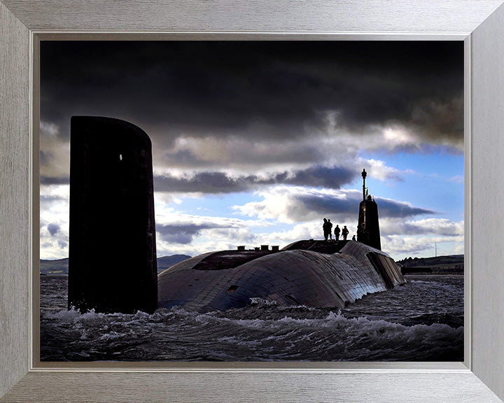 HMS Vanguard (S28) Photo Print - Starboard Quarter View - Royal Navy Vanguard Class Submarine Posters, Prints, & Visual Artwork Hampshire Prints 10 x 8 Silver Frame No