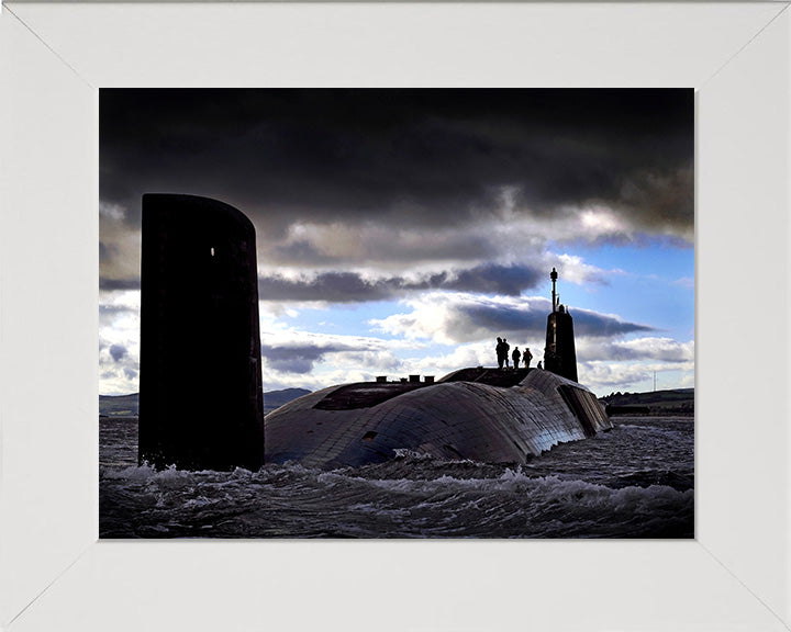 HMS Vanguard (S28) Photo Print - Starboard Quarter View - Royal Navy Vanguard Class Submarine Posters, Prints, & Visual Artwork Hampshire Prints 10 x 8 White Frame No