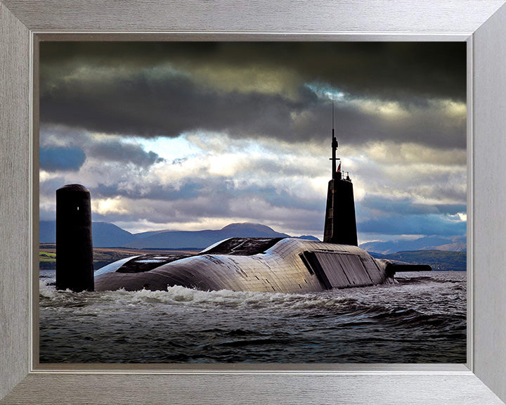 HMS Vengeance (S31) Photo Print - Starboard Quarter View - Royal Navy Vanguard Class Submarine Posters, Prints, & Visual Artwork Hampshire Prints 10 x 8 Silver Frame No