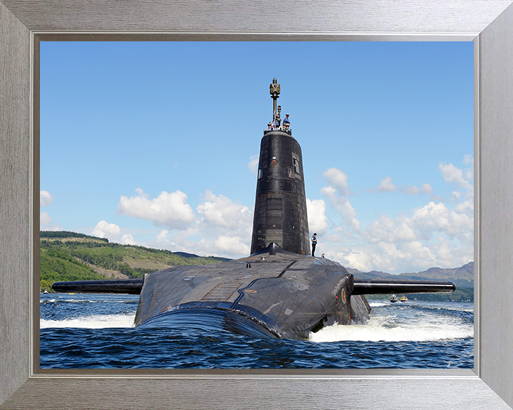 HMS Victorious (S29) Photo Print - Departs HMNB Clyde - Royal Navy Vanguard Class Submarine Posters, Prints, & Visual Artwork Hampshire Prints 10 x 8 Silver Frame No