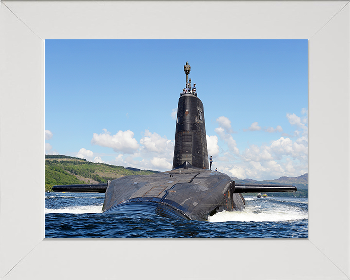 HMS Victorious (S29) Photo Print - Departs HMNB Clyde - Royal Navy Vanguard Class Submarine Posters, Prints, & Visual Artwork Hampshire Prints 10 x 8 White Frame No