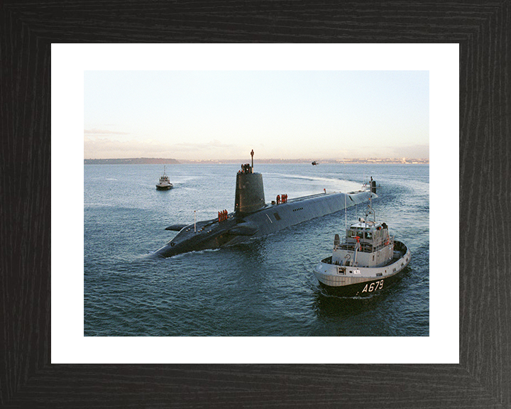 HMS Victorious (S29) Photo Print - Entering Brest 2000 - Royal Navy Vanguard Class Submarine Posters, Prints, & Visual Artwork Hampshire Prints 10 x 8 Black Frame Yes