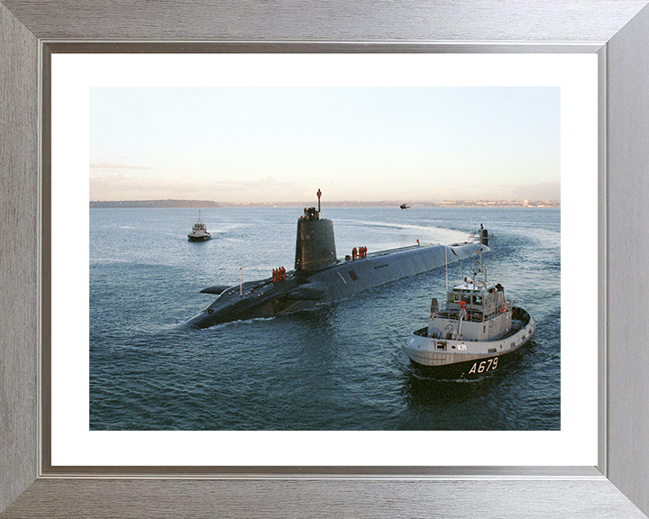 HMS Victorious (S29) Photo Print - Entering Brest 2000 - Royal Navy Vanguard Class Submarine Posters, Prints, & Visual Artwork Hampshire Prints 10 x 8 Silver Frame Yes