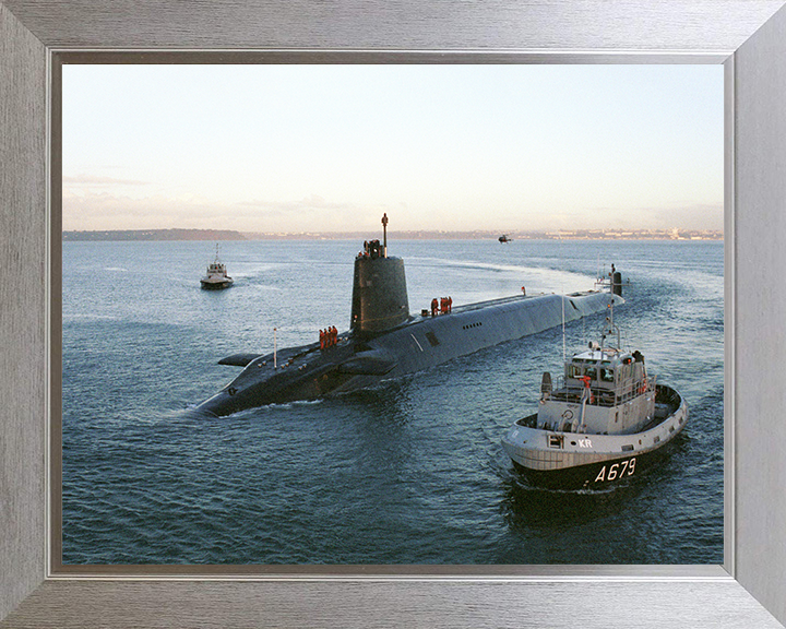 HMS Victorious (S29) Photo Print - Entering Brest 2000 - Royal Navy Vanguard Class Submarine Posters, Prints, & Visual Artwork Hampshire Prints 10 x 8 Silver Frame No