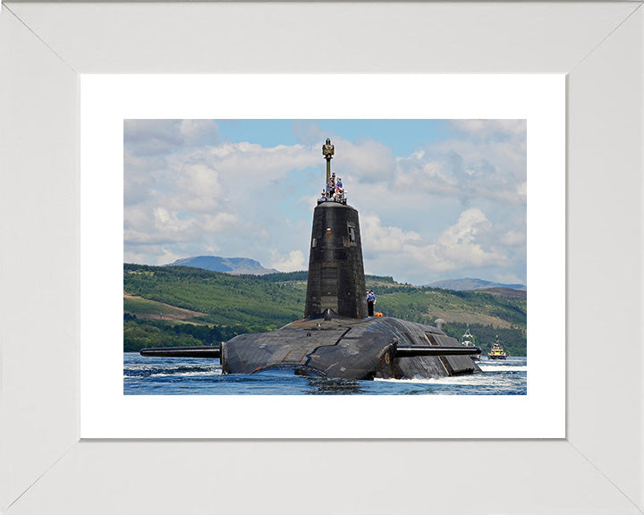 HMS Victorious (S29) Photo Print - Low Port Bow View - Royal Navy Vanguard Class Submarine Posters, Prints, & Visual Artwork Hampshire Prints 10 x 8 White Frame Yes