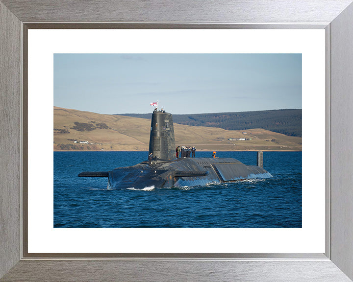 HMS Victorious (S29) Photo Print - Port Bow View - Royal Navy Vanguard Class Submarine Posters, Prints, & Visual Artwork Hampshire Prints 10 x 8 Silver Frame Yes