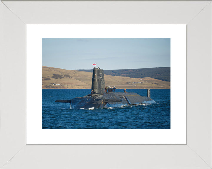 HMS Victorious (S29) Photo Print - Port Bow View - Royal Navy Vanguard Class Submarine Posters, Prints, & Visual Artwork Hampshire Prints 10 x 8 White Frame Yes