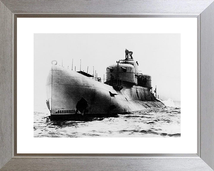 HMS X1 Submarine Photo Print Port Side Royal Navy Wall Art Naval Decor Poster Posters, Prints, & Visual Artwork Hampshire Prints 10 x 8 Silver Frame Yes